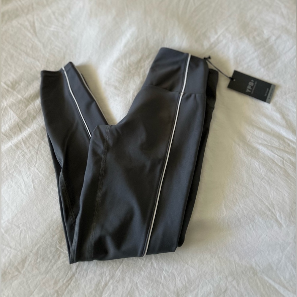 YPB Anthracite Leggings with White Piping